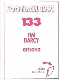 1991 Select AFL Stickers #133 Tim Darcy Back